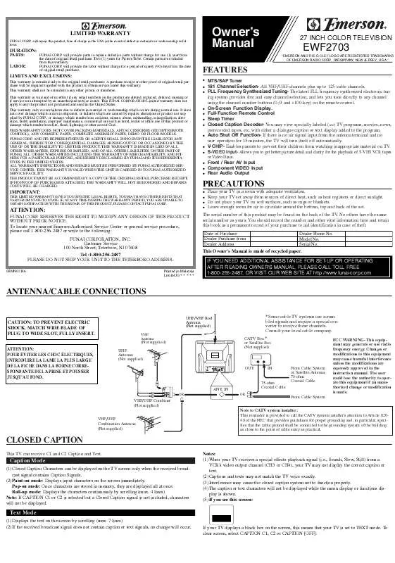 Mode d'emploi EMERSON EWF2703