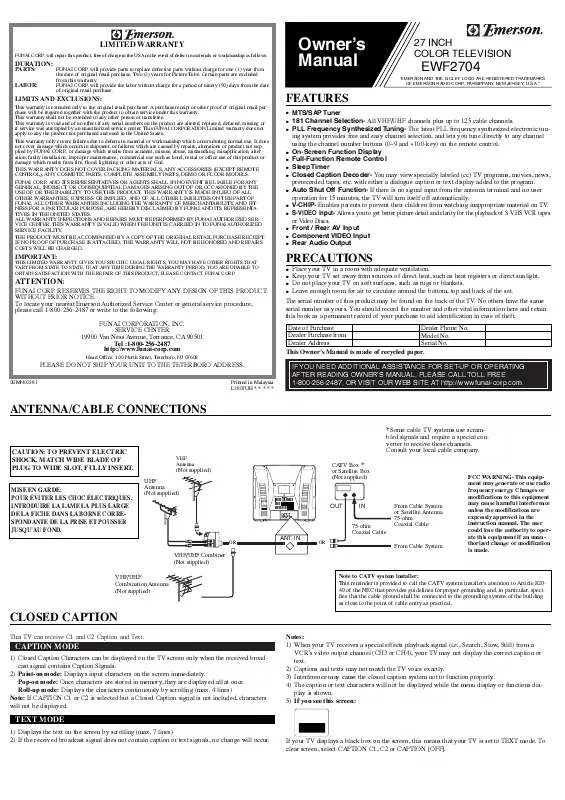 Mode d'emploi EMERSON EWF2704