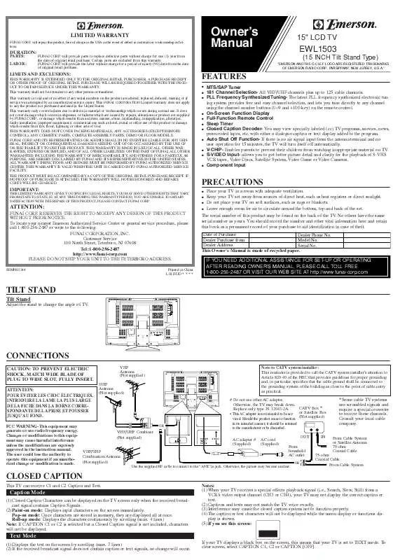 Mode d'emploi EMERSON EWL1503