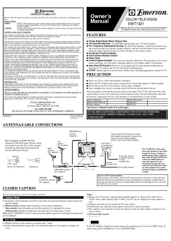 Mode d'emploi EMERSON EWT1321