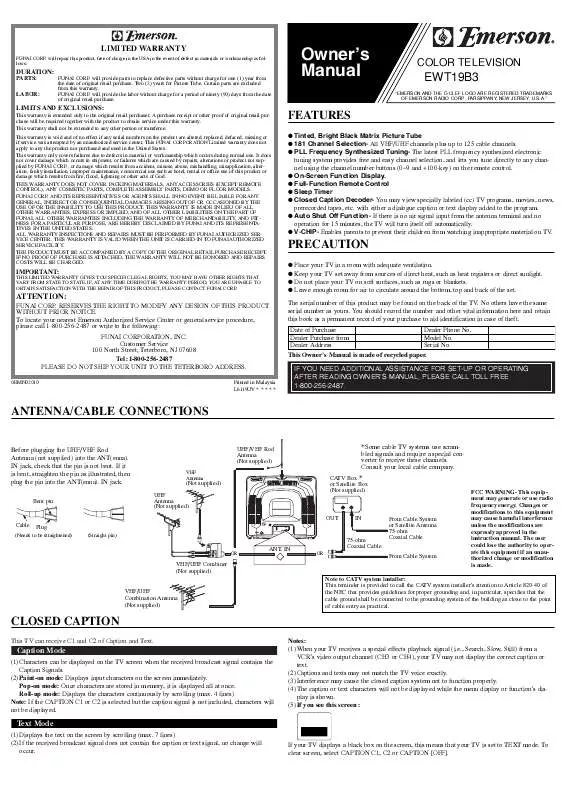 Mode d'emploi EMERSON EWT19B3