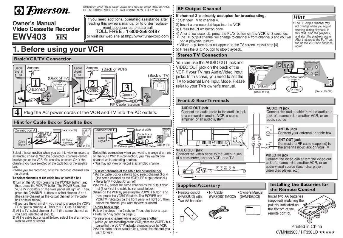 Mode d'emploi EMERSON EWV403A