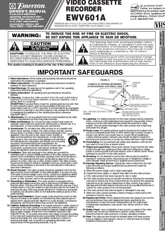 Mode d'emploi EMERSON EWV601A