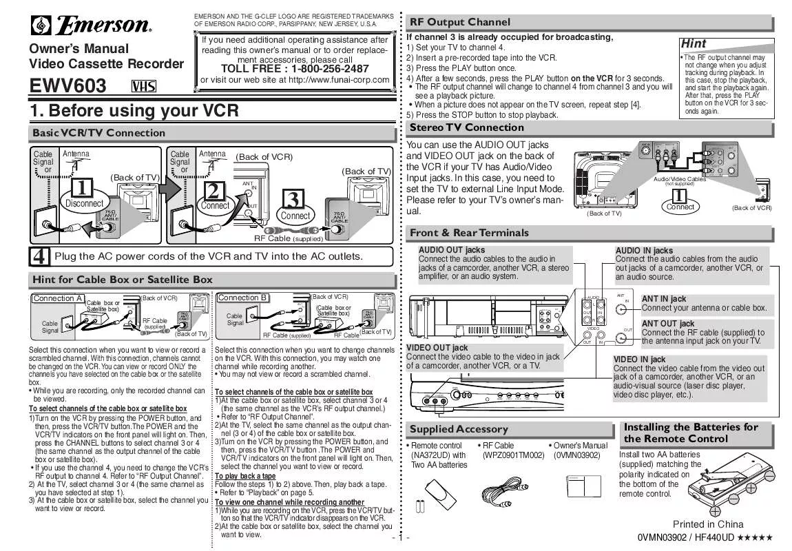 Mode d'emploi EMERSON EWV603