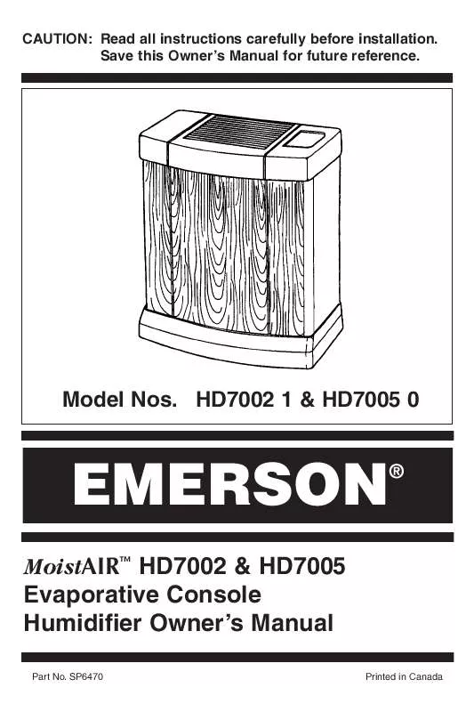 Mode d'emploi EMERSON HD7002