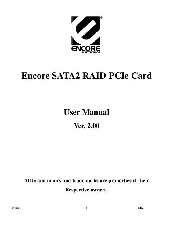 Mode d'emploi ENCORE SATA2 RAID PCIE CARD VER. 2.00
