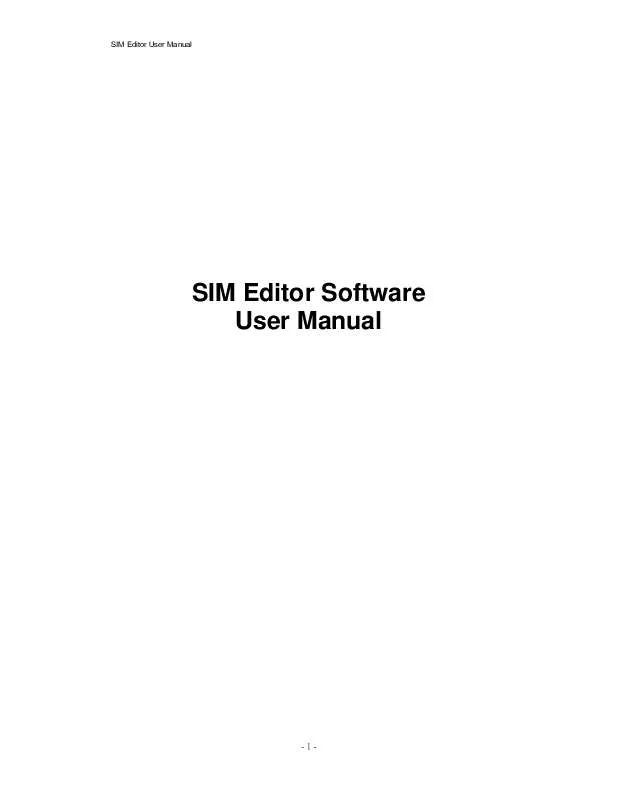 Mode d'emploi ENCORE SIM EDITOR SOFTWARE