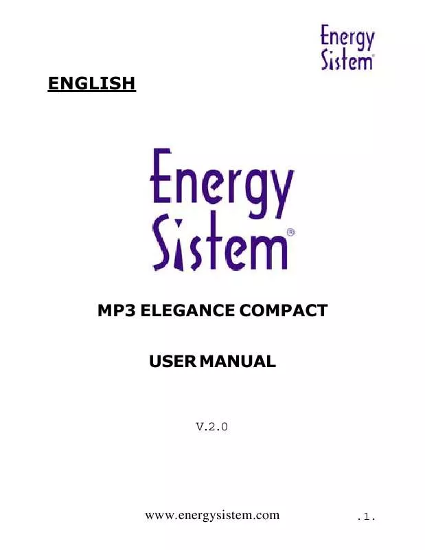 Mode d'emploi ENERGY SISTEM MP3 ELEGANCE 4500 COMPACT
