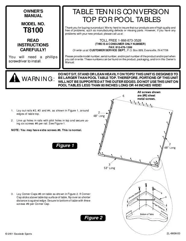 Mode d'emploi ESCALADE SPORTS 2L-6656-00