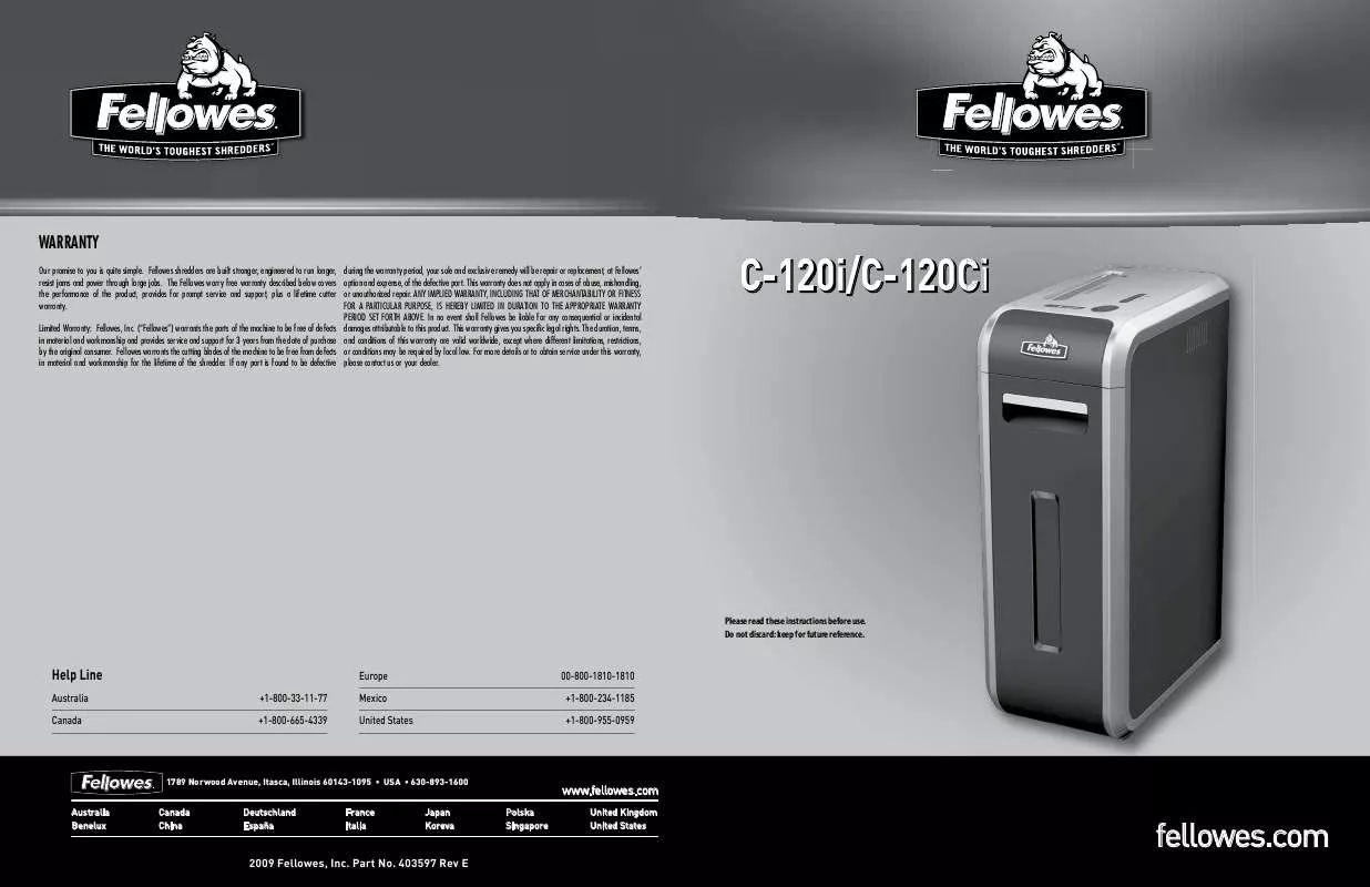 Mode d'emploi FELLOWES C-120C-I