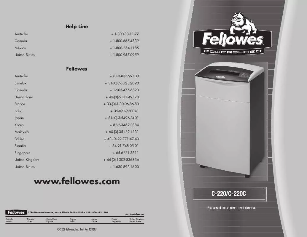 Mode d'emploi FELLOWES C-220C