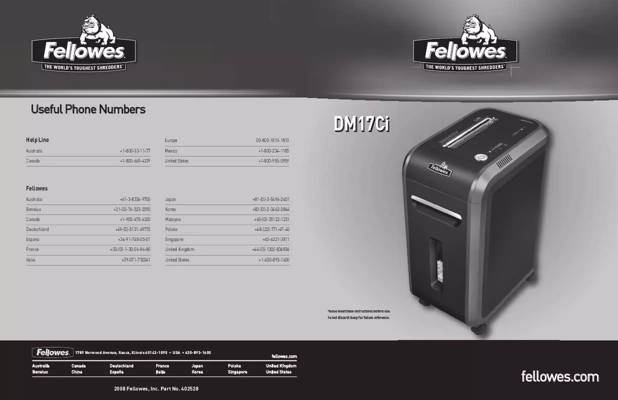 Mode d'emploi FELLOWES DM17CI