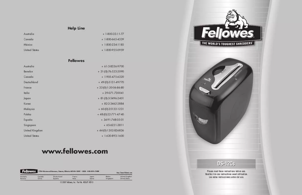 Mode d'emploi FELLOWES DS-12CS