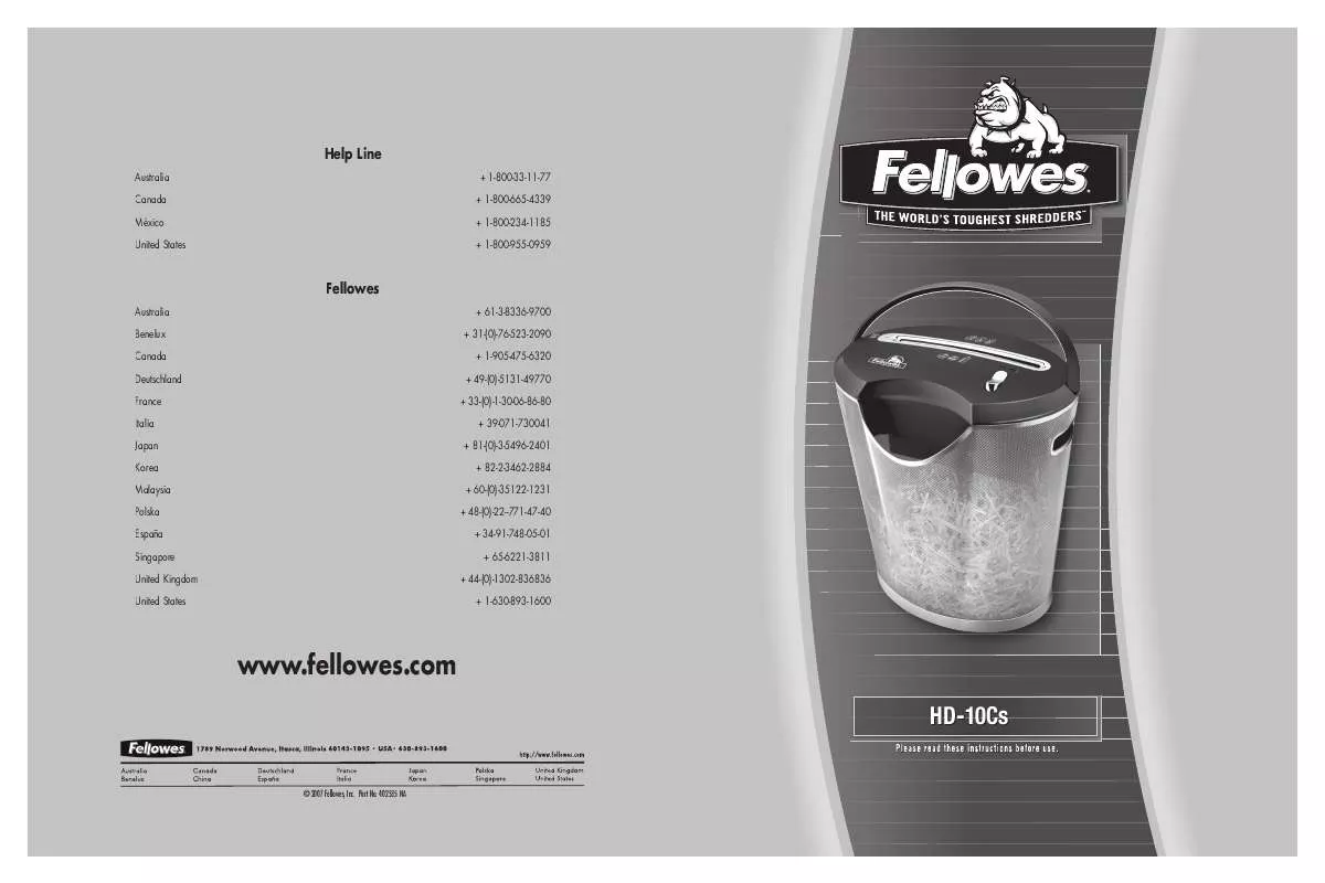 Mode d'emploi FELLOWES HD-10CS