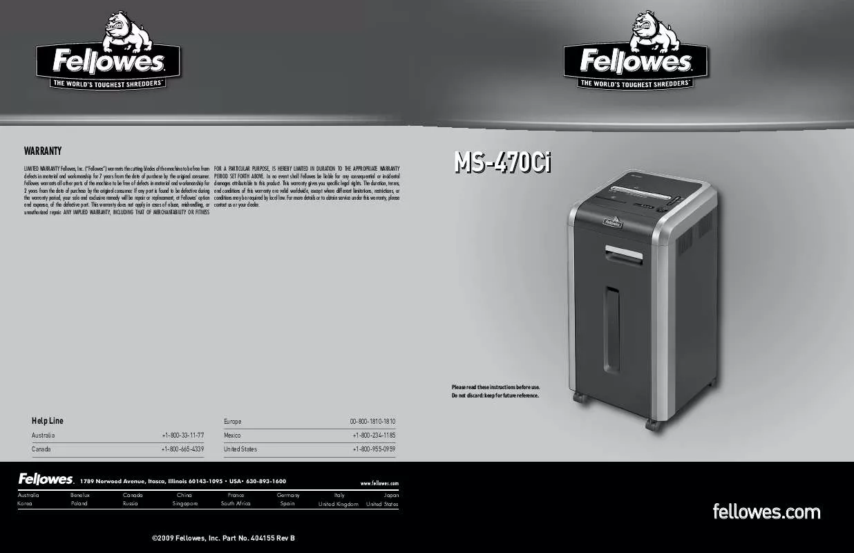 Mode d'emploi FELLOWES MS-470CI