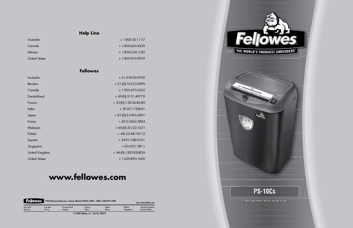 Mode d'emploi FELLOWES PS-10CS