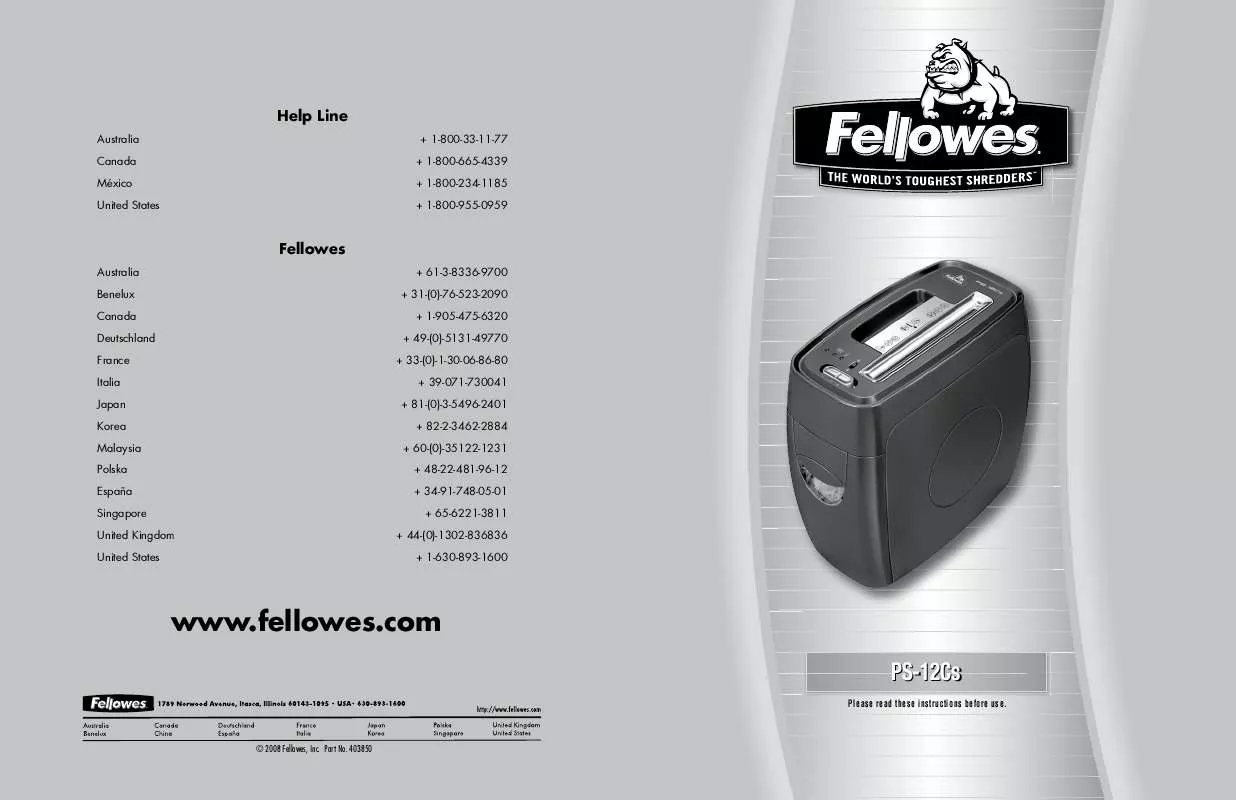 Mode d'emploi FELLOWES PS-12CS