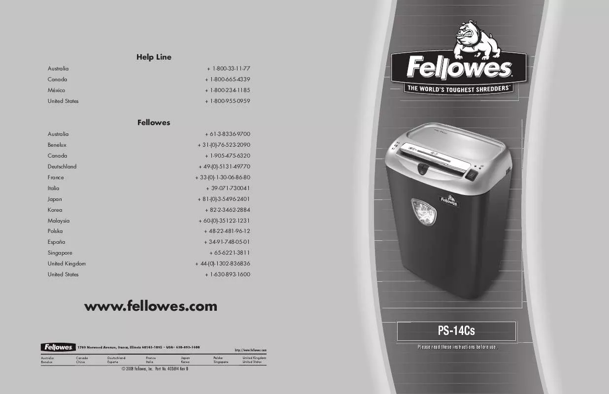 Mode d'emploi FELLOWES PS-14CS