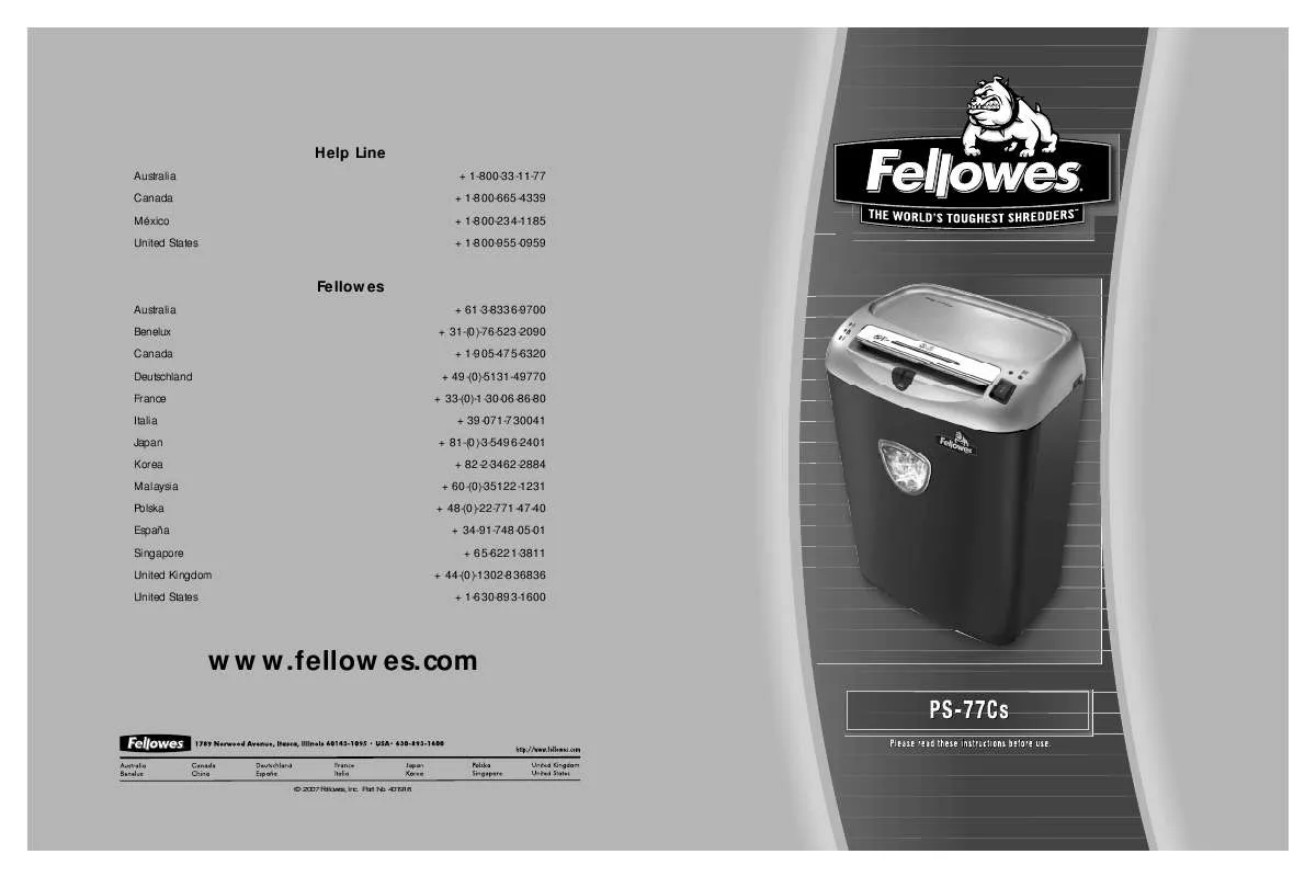 Mode d'emploi FELLOWES PS-77CS