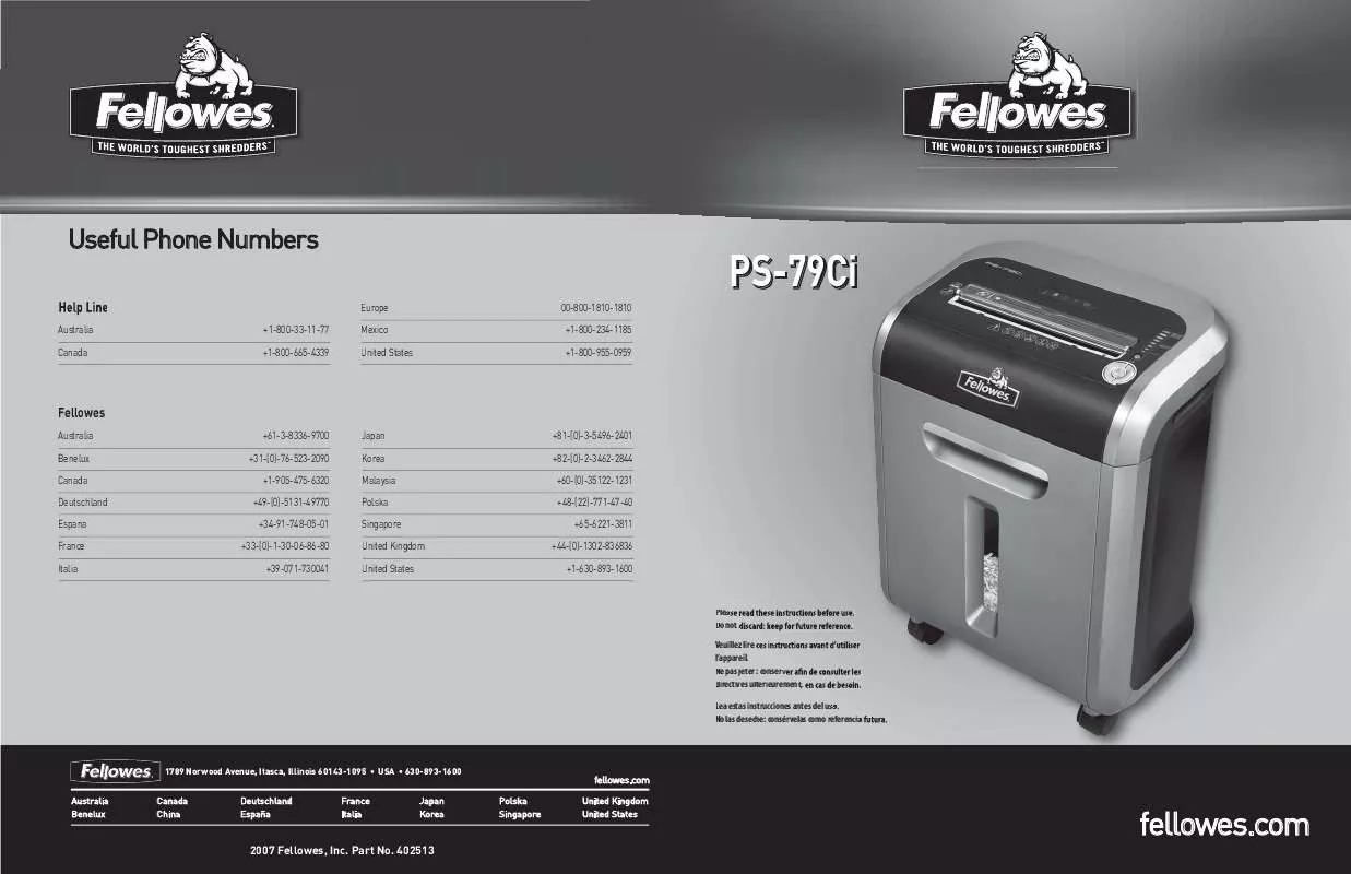 Mode d'emploi FELLOWES PS-79CI