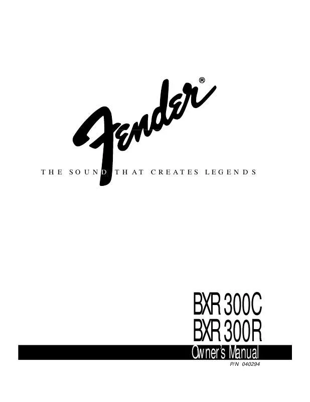 Mode d'emploi FENDER BXR 300C