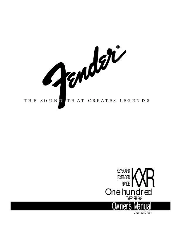Mode d'emploi FENDER KXR 100