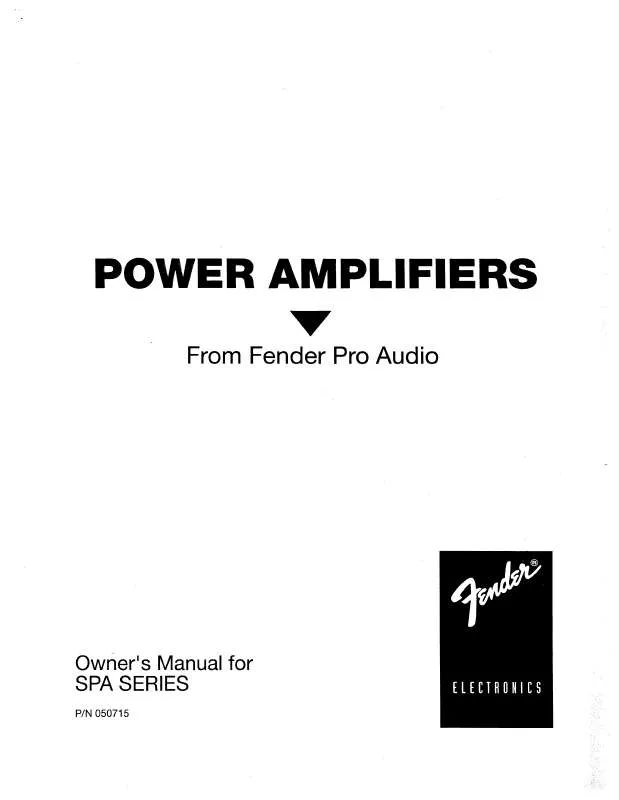 Mode d'emploi FENDER SPA-13000