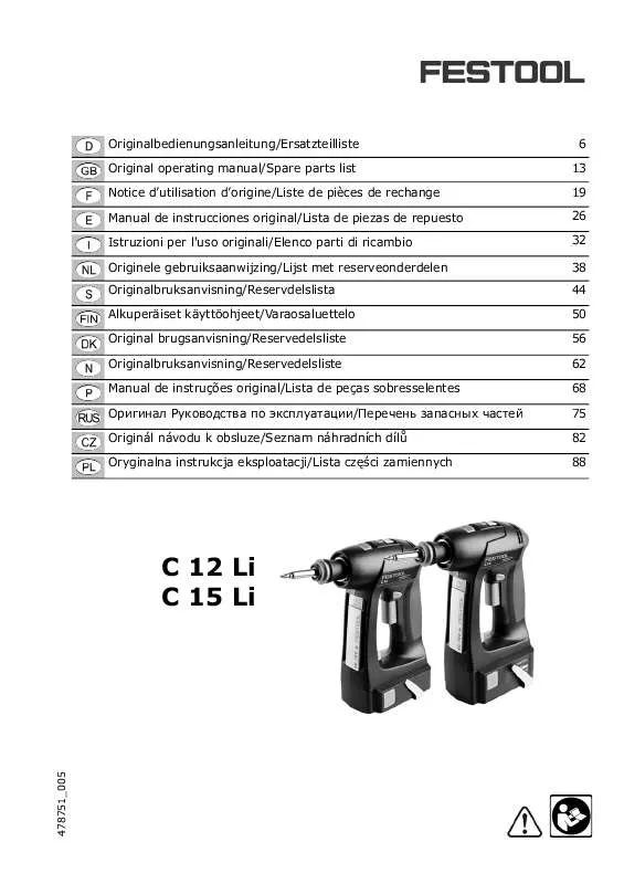 Mode d'emploi FESTOOL C12 LI