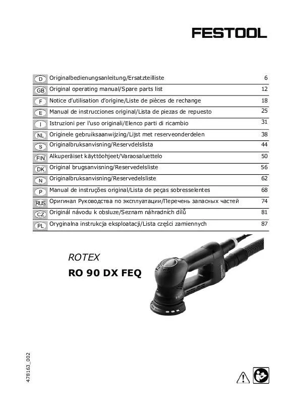 Mode d'emploi FESTOOL RO 90 DX FEQ