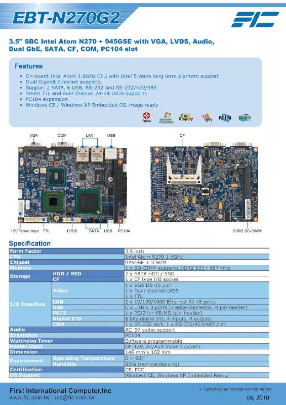 Mode d'emploi FIC EBT-N270G2