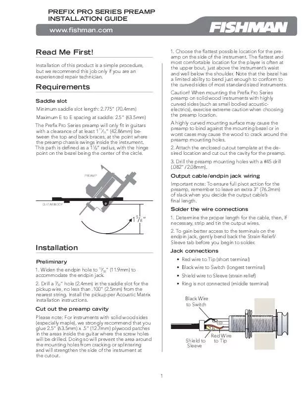 Mode d'emploi FISHMAN PREFIX PRO SERIES PREAMP