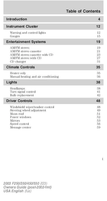 Mode d'emploi FORD F550-2003