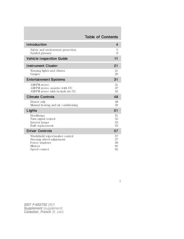 Mode d'emploi FORD F650-2007