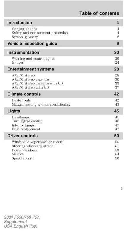 Mode d'emploi FORD F750-2004