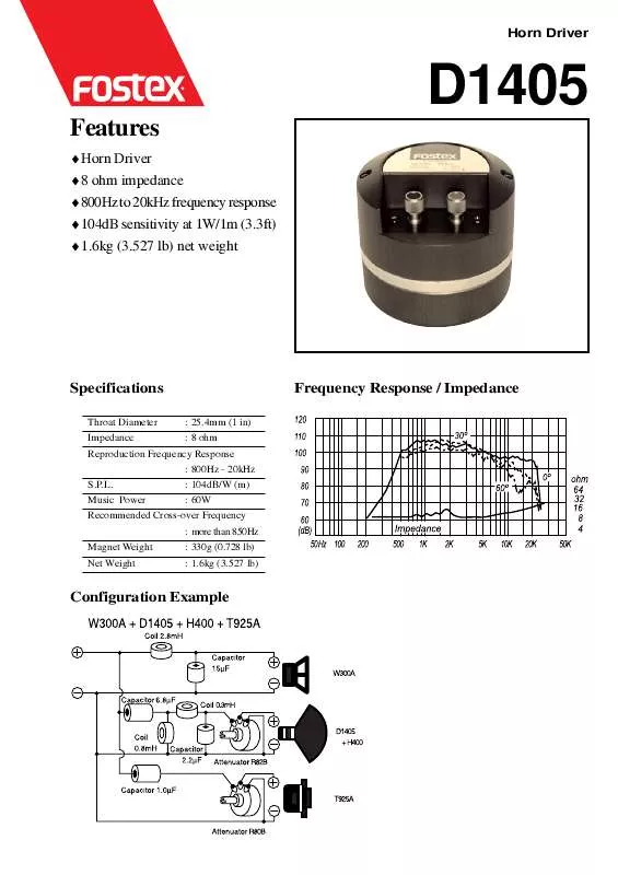 Mode d'emploi FOSTEX D1405