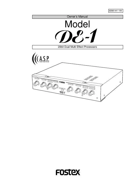 Mode d'emploi FOSTEX DE-1