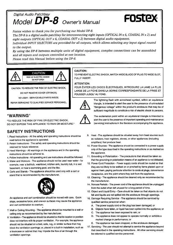 Mode d'emploi FOSTEX DP-8