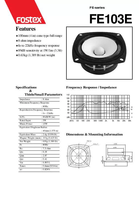 Mode d'emploi FOSTEX FE103E