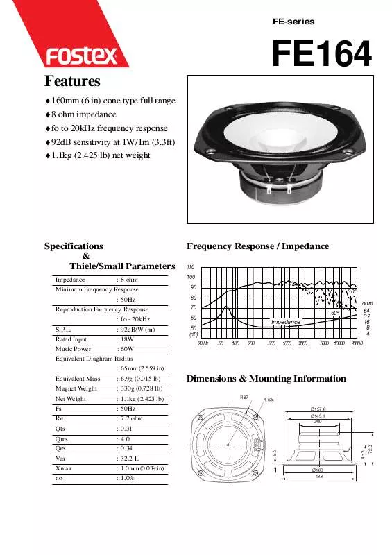 Mode d'emploi FOSTEX FE164