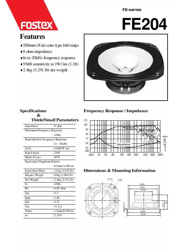 Mode d'emploi FOSTEX FE204