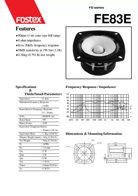 Mode d'emploi FOSTEX FE83E