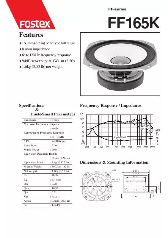 Mode d'emploi FOSTEX FF165K