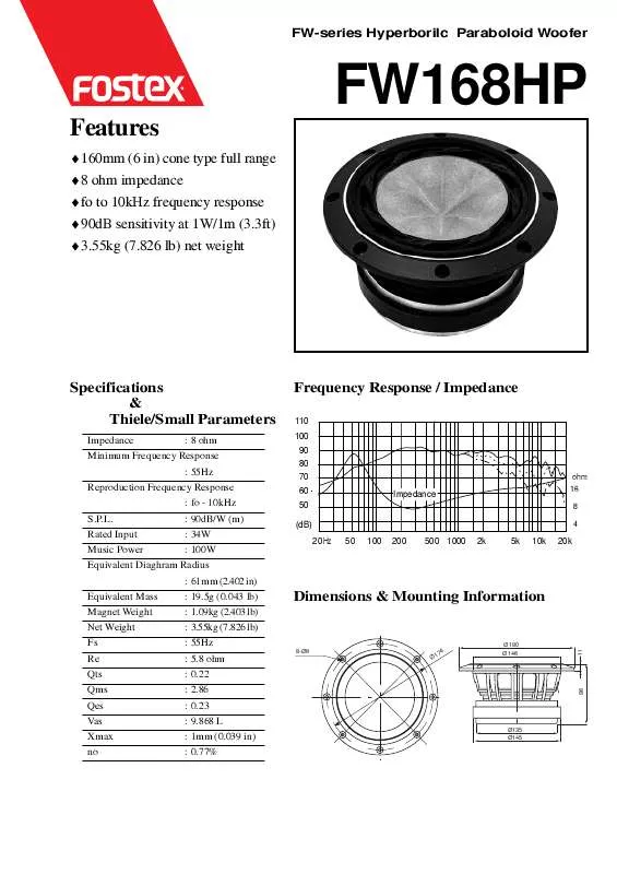 Mode d'emploi FOSTEX FW168HP