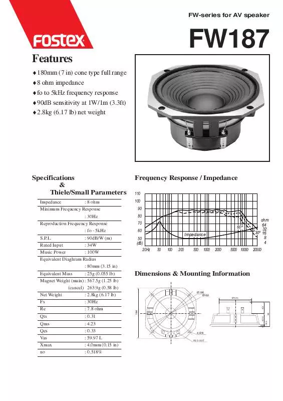 Mode d'emploi FOSTEX FW187