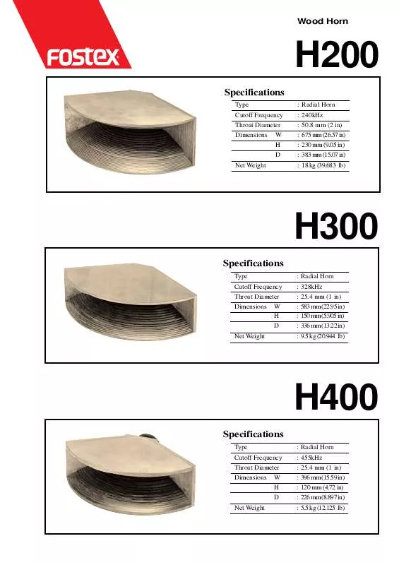 Mode d'emploi FOSTEX H300