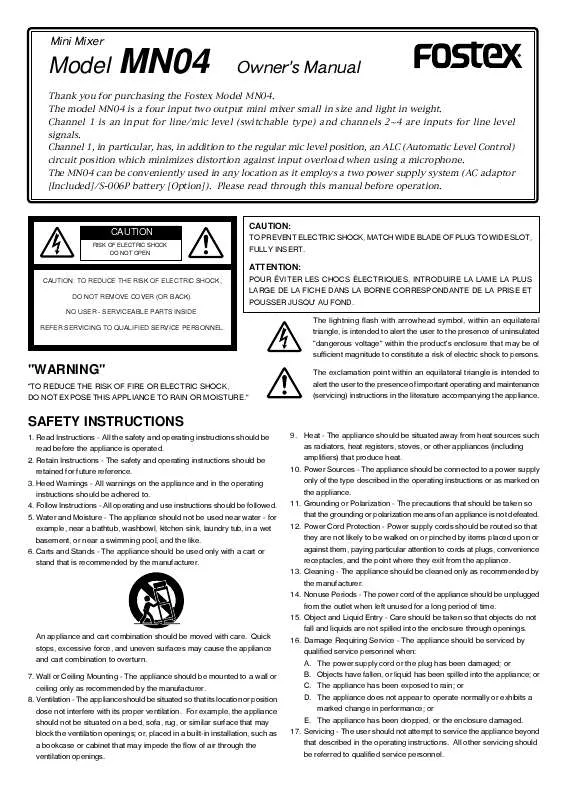 Mode d'emploi FOSTEX MN04