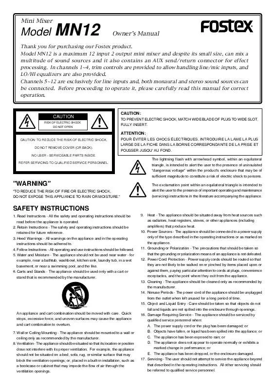 Mode d'emploi FOSTEX MN12