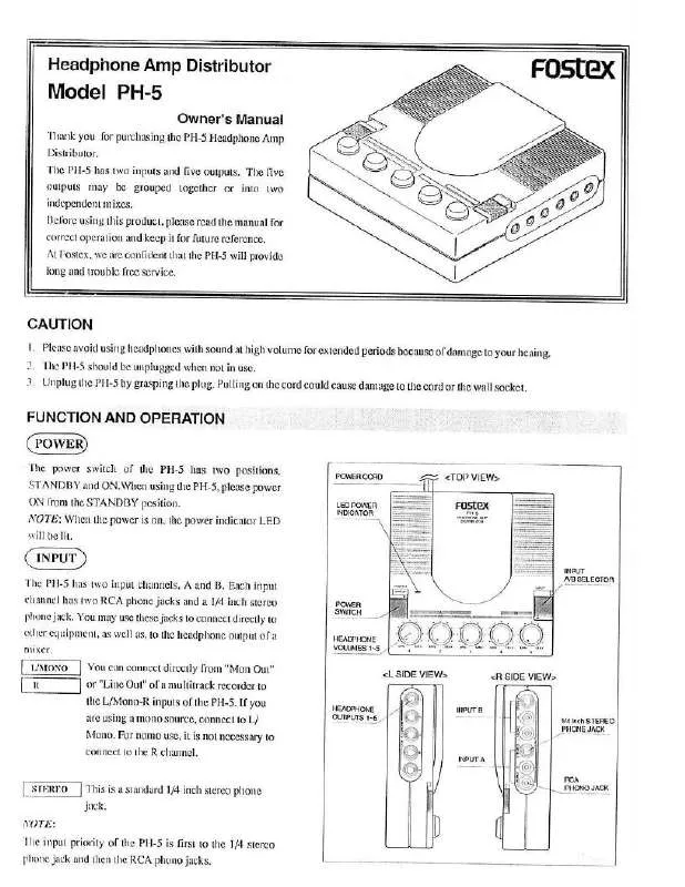 Mode d'emploi FOSTEX PH-5