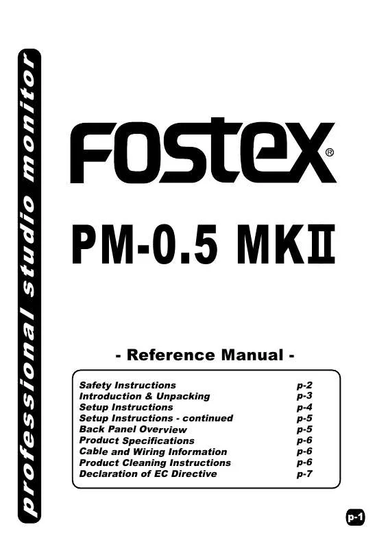Mode d'emploi FOSTEX PM0.5 MK2