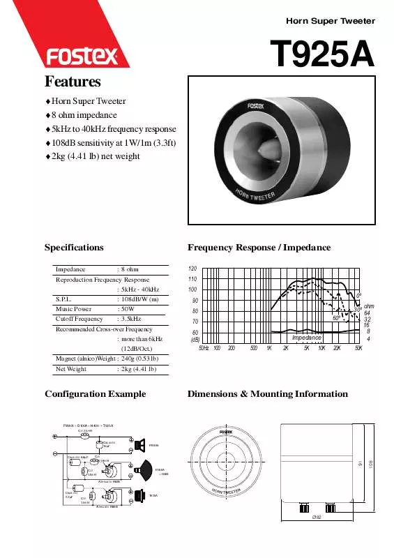 Mode d'emploi FOSTEX T925A